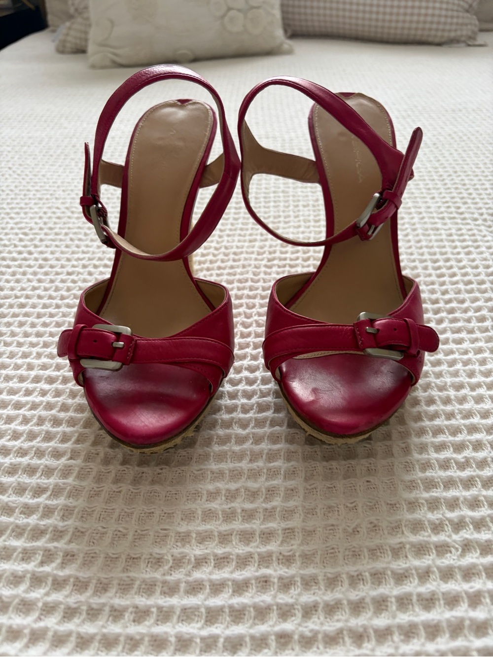 Via Spiga Pink Leather Ankle-Strap Heels